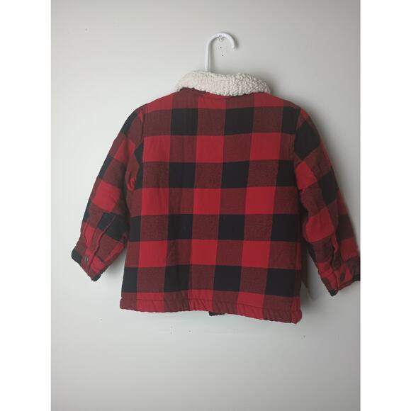 Old Navy Barn Jacket Toddler Size 2T Sherpa Lined Buffalo Plaid flannel - Picture 5 of 5